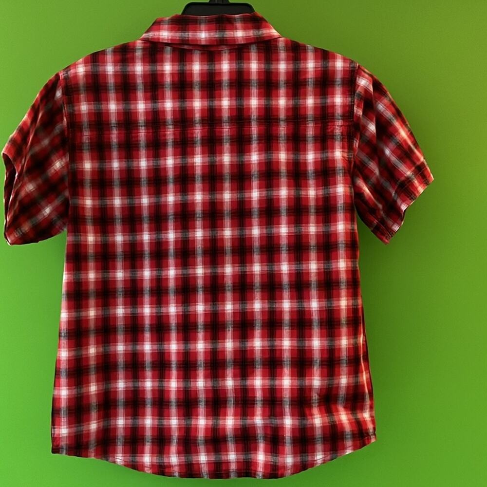 Calvin Klein Kids Red and Black Checkered Cotton Western Plaid Shirt Size 4T - Picture 3 of 4